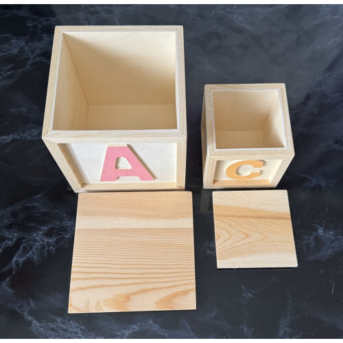 Set of 2 Pine ABCD Childs Square Boxes 2