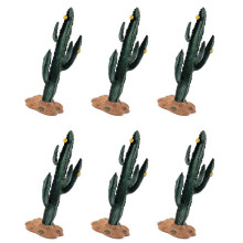 6X Simulation Green Plant Cactus Tree Baobab Bush Model DIY Scene Props for Cognitive Toys Small Yellow Flower Cactus
