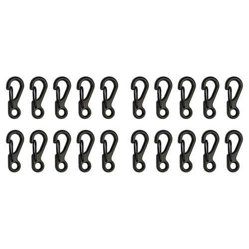 20X  Alloy Carabiner Clip Tiny Spring Snap Hook Carabiners for Backpack Keychains Accessories(Black)