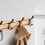 2X Coat Rack Wall Mount Coat Hooks - Wooden Black Coat Rack with 4 Hooks Wall Hooks 2
