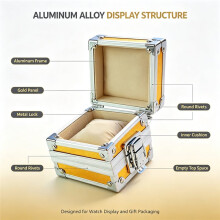 Single Watch Box with Lid, Stainless Steel Travel Watch Storage Case Watch Display Case 9x7x5cm for Men Women