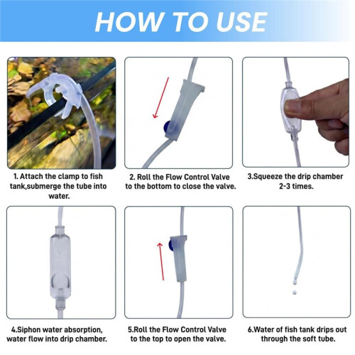 2pcs Drip Acclimation Kit for Saltwater and Freshwater Aquariums, Adjustable Slow Drip System