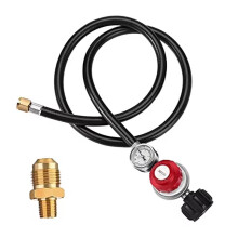 Adjustable 0-30 PSI Propane Regulator with 4FT Hose and Gauge for Grills and Cooking Burners