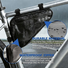 Bolsa para Bicicleta, Bolsa de Marco de Bicicleta Impermeable, Bolsa Triangular Reflectante de Almacenamiento para Bicicleta con Dos Bolsillos