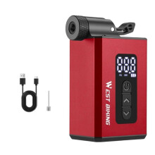 WEST BIKING  Electric Automatic Air Pump Portable Digital Inflator 120PSI 1000mAh Universal US French UK Clik Valve Red