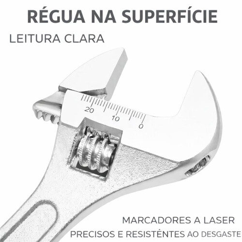 Chave Ajustável, Chave de Grau Industrial com Cabo Antiderrapante, Tamanhos de 8 Polegadas Disponíveis 1