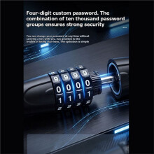 WEST BIKING Bike Lock 4 Digital Code Anti-Theft Bicycle Cable Lock Portable Bicycle Lock for Scooters Mountain Bikes