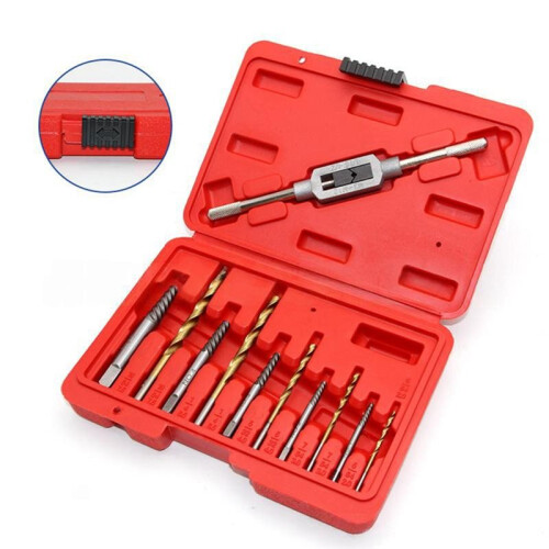 Screw Extractor Set 11-Piece, Broken Stripped Screw Remover 3mm-10mm, Coarse Thread Bolt Extractor with Drill Bits 2