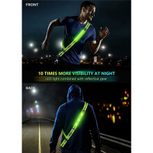 LED Reflective Belt Sash for Walking At Night,Rechargeable LED Light Running Belt for Runners Walkers,