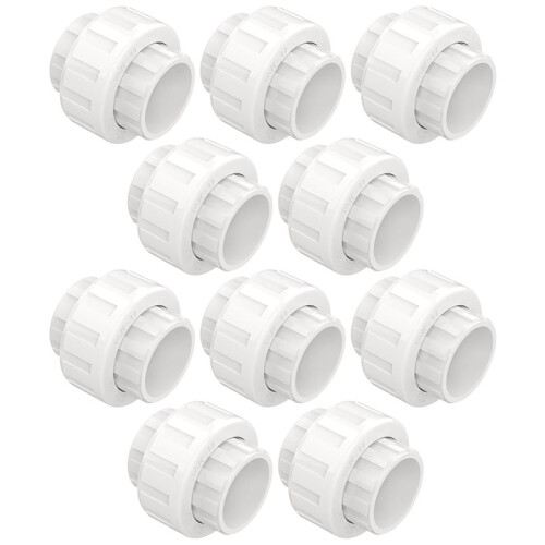 10 PCS 3/4" PVC Union Coupling Pipe Fitting, Slip Joint Adapter PVC Connectors (Socket X Socket)