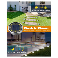 Lampes Solaires de Jardin - Pack de 10 Lampes Solaires à Disque Plat pour L'Éclairage des Allées Extérieures