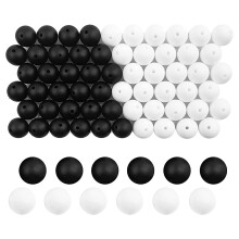Lot de 60 Perles de Silicone de 15 Mm Bracelet à Bricoler Soi-MêMe Collier Bijoux, Noir + Blanc