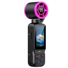 1080P Handheld-Kamera mit Lüfter-Gimbal, 180 Drehbare HD-Vlog-Kamera mit Kühlventilator, 2000 MAh Tragbare Action-Cam Schwarz