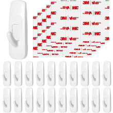 20 medium-sized hooks with adhesive wall stickers, strong yet won't walls, plus 24 adhesive strips for hanging bathroom towe