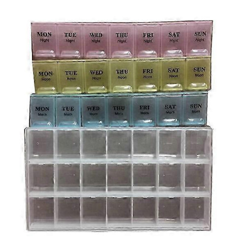 Caja de medicamentos semanal Dosett de 21 compartimentos multicolor 1