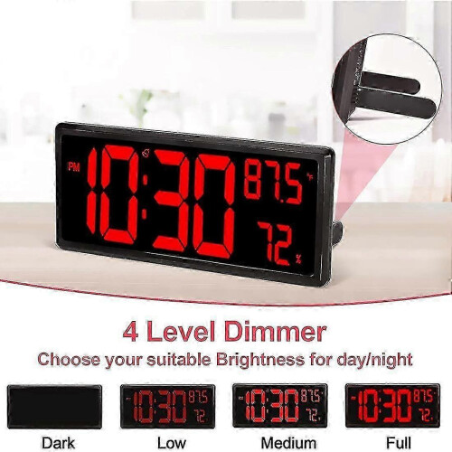 Large Digital Wall Clock 14.3 Inch LED Numbers with Temperature and Humidity Display 2