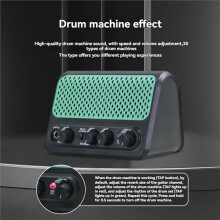 IG-10Dmini Electric Guitar Amp 30 Drum Machine Sounds Clean Overdrive 2 Channel Reverb Effect Bluetooth5.3 Plug and