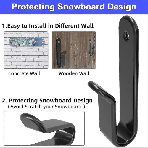 2pcs Snowboard Wall Mount Clips Horizontal Snowboard Display Wall Rack 2
