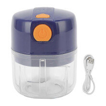 Hachoir à ail électrique portable bleu à 3 lames, 250 mg, sans BPA, en polypropylène, mini hachoir pour la maison