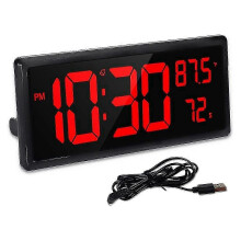Grande horloge murale numérique de 14,3 pouces avec affichage LED de la température et de l'humidité