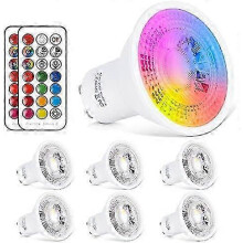 W GU10 LED-kohdevalaisimet RGB-väriä vaihtavalla lampulla, 2700 K, lämmin valkoinen, 21 painikkeella ja kaukosäätimellä