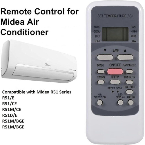 Universal Remote Control Replacement for Midea Air Conditioner (Type: R51M/E) 1