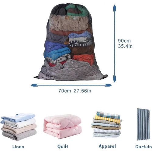 2 Pack Large Mesh Laundry Bag, 2736inch Black Laundry Hamper Liner, Heavy Duty 1