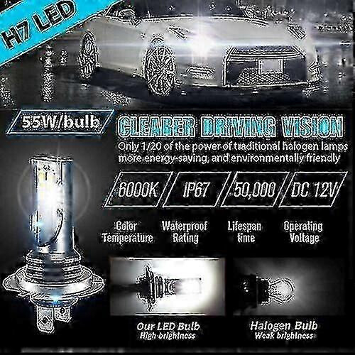 4x H7 LED Headlight Bulbs 6000K White 60000lm High Low Beam 2