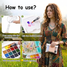 -Reise-Aquarellfarben-Set - Taschen-Aquarellfarben-Set mit 16 Farben, Skizzenbuch, Pinsel, Clip, für Anfänger A
