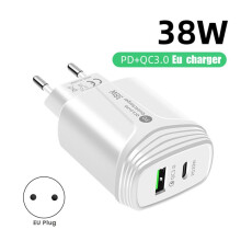 USB Charger Quick Charge PD 38W Fast Charging Charger QC3.0 Type-C Charging Universal Mobile Phone Charger EU Plug
