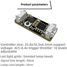 Luz de Escape 5-8.4V, Perlas de Lámpara de 5 mm, Controlador de 25.8x10.3x4.5 mm con Cable de Señal, Accesorios de Bricolaje para Modelo de Coche