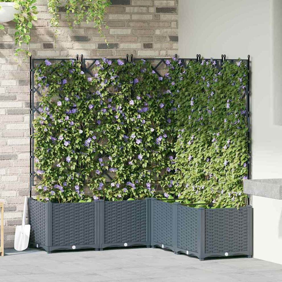 Vidaxl Garden Planter 5 Pcs Light Grey 120 X 120 X 143 Cm Plastic