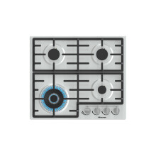Hisense 60cm 4 Burner Gas Hob with Wok Burner - Stainless Steel GM663XB