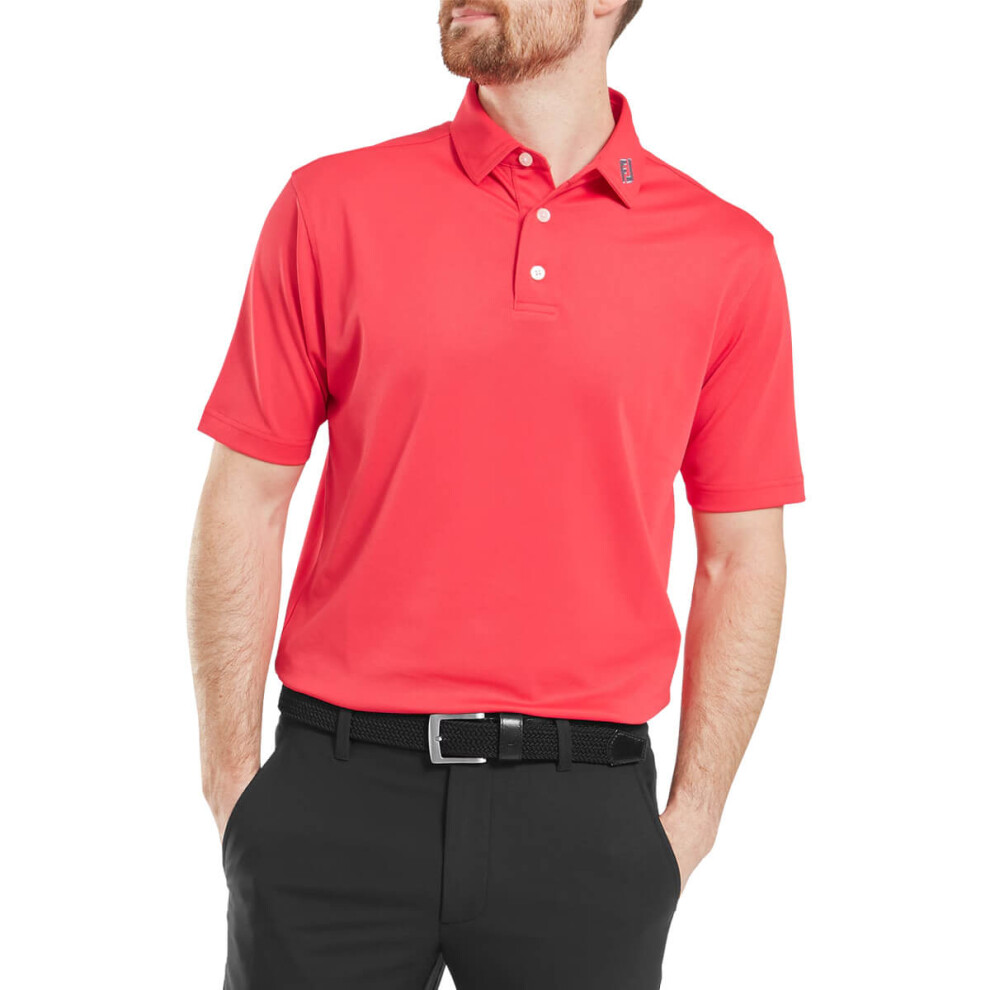 Footjoy (Xxl, Hibiscus) Mens Prodry Pique Short Sleeve Athletic Light Golf Polo Shirt