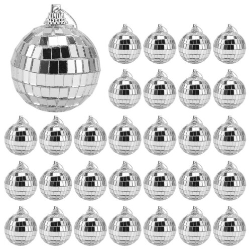 30 PeçAs Bolas de Espelho de Discoteca 2 Polegadas Bola de Espelho Reflexivo Bola Pendurada para DecoraçãO de Festa de áRvore de Natal