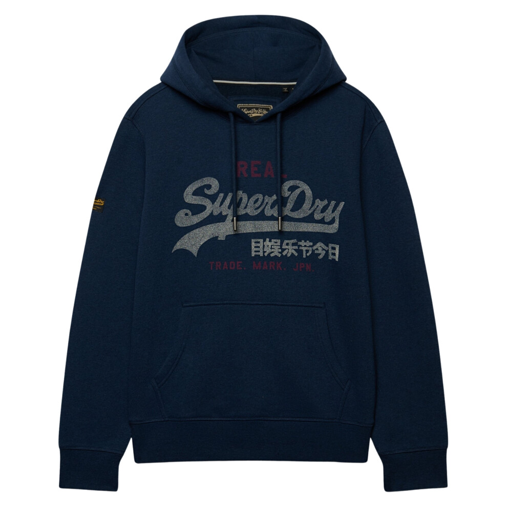 Superdry (2Xl, Deep Sea Blue Marl) Mens Vintage Logo Heritage Relaxed Hoodie
