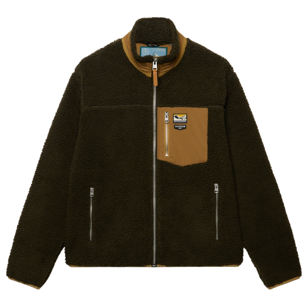 Superdry Men's Surplus Goods Olive Deep Brown Mountain Full Zip Fleece - Size S - Image 3