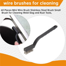 60 Pieces Wire Brush Stainless Steel Brush Small Brush for Cleaning Weld Slag and Rust Tools, Black, 6.7 inch