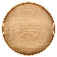 3X Plateau de Service en Bambou en Bois Rond pour Plateaux-Repas Plateau de Rangement pour Poignée de Contenant de Nourriture pour Petit-Déjeuner 3