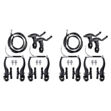 2X Complete Mtb Bicycle Mountain Bike Set,V Brake + Outer Cables + Lever + Front&Rear Brake Cable Bike Brake Accessories