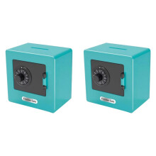 2X ATM Rotating Password Bank Money Box Cash Coin Saving Boxes Simulation Bank Safe Deposit Toy Children Jewelry,Cyan
