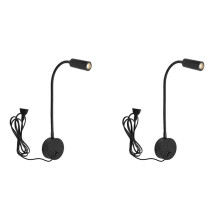 2X Wall-Mounted Reading Lamp Wall Lamp Hose Bedside Lamp Control Minimalist Style Wall Lamp(Black US Plug)