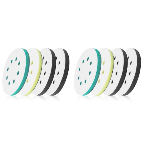 Pacote com 8 Almofadas de Lixa de Espuma para Lixadeira Orbital, Lixadeira Orbital de 5 Polegadas e 8 Furos, Almofada de Espuma Surfprep