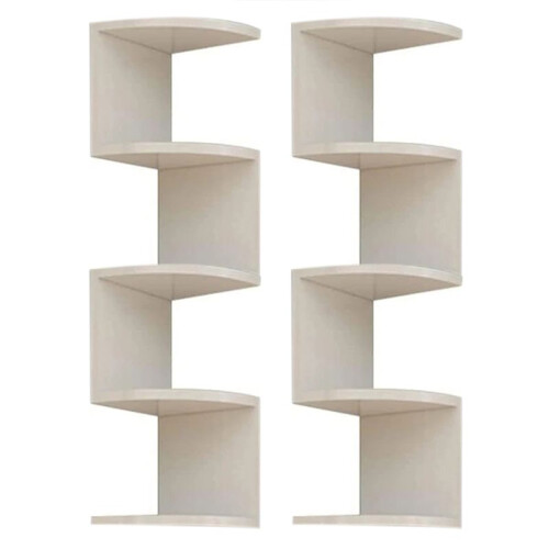 2X Wall Mounted Corner Storage Rack Classic Wall Rack 5 Layers Semicircular Partitions B