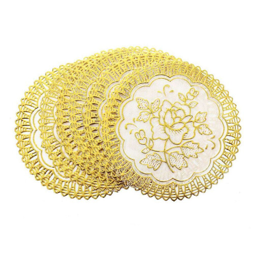 36 Exquisite Gold-Tone Flower Dinning Table COASTERS SET 2