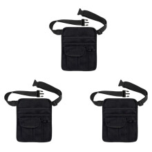 3X Server Waist Pouch, Quality Restaurant Waiter Waist Pouch Bag with Adjustable Belt, Utility Money Bag, Serving Apron