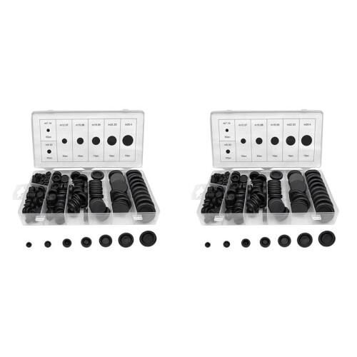 340Pcs 7 Sizes Rubber Grommet Assortment Kit, Firewall Hole Plug Set Electrical Wire Gasket Solid Hole Plugs Set