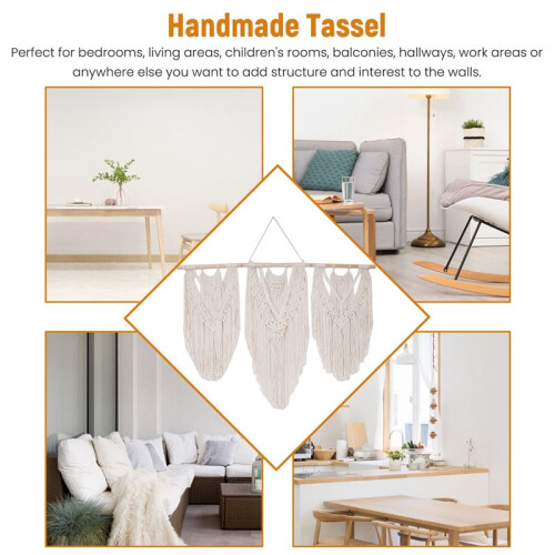 Tenture Murale en Macramé Tissé à la Main Boho Cotton Rope Boho  Home Decor 2