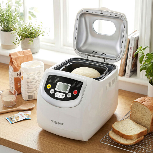 Spector Bread Maker 2lb Loaf Machine with 19 Programmer Timer 3 Crust Non-Stick