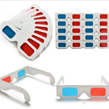 100pcs Disposable 3D Movie Glasses, Movie Eyeglasses Viewing Paper Anaglyph Refraction Cardboard Movies Cyan Game Style